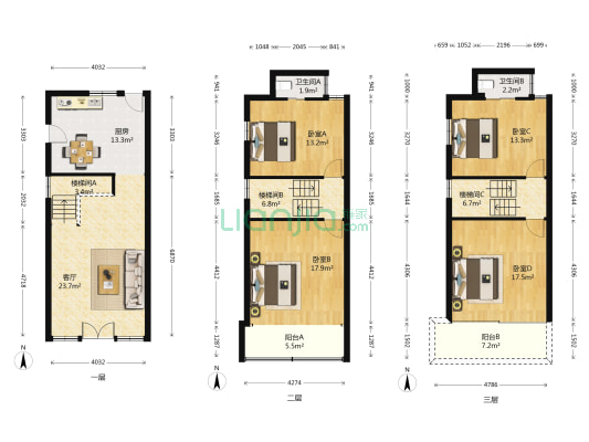手肘头巷 4室1厅2卫 144平方
