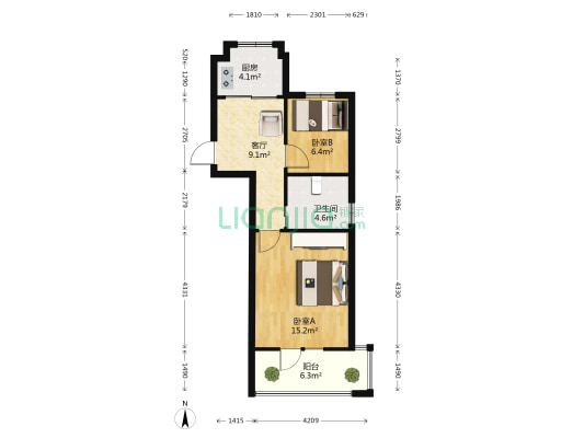 明月嘉苑一区 2室1厅1卫 60平方