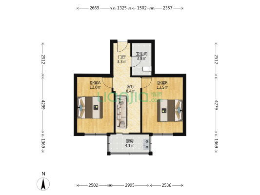 文贤公寓 2室1厅1卫 39平方