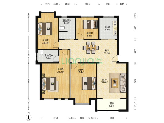 东仓村 4室2厅2卫 145平方