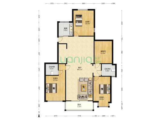 茗都华庭 3室1厅2卫 178平方