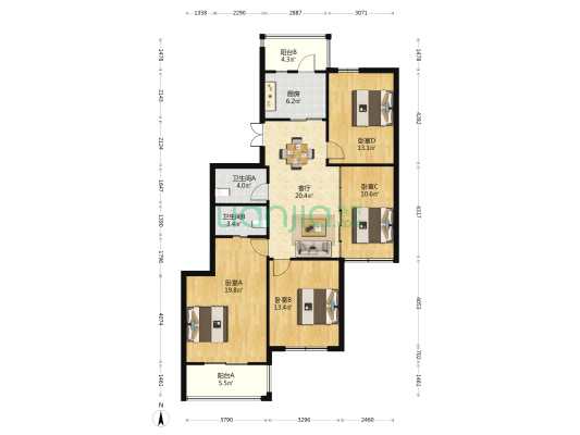 水湘人家南苑 4室1厅2卫 126平方