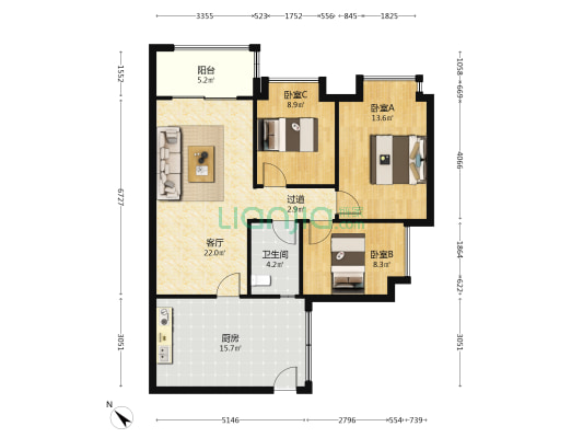 御景壹号E区 3室1厅1卫 94平方