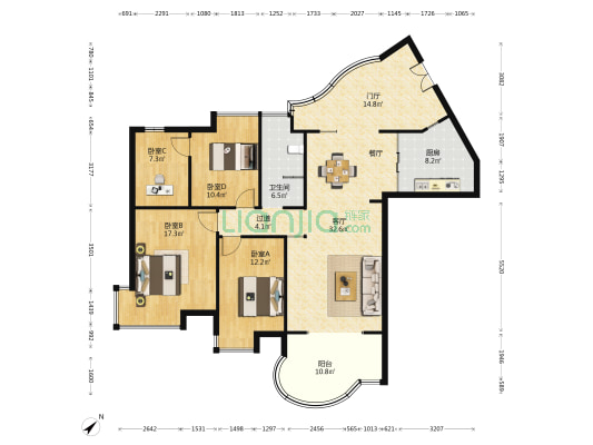 左邻风度 4室1厅1卫 151平方