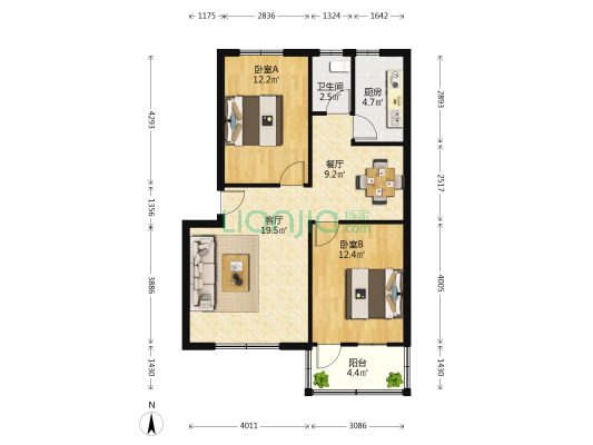 南宁生活小区 2室2厅1卫 79平方