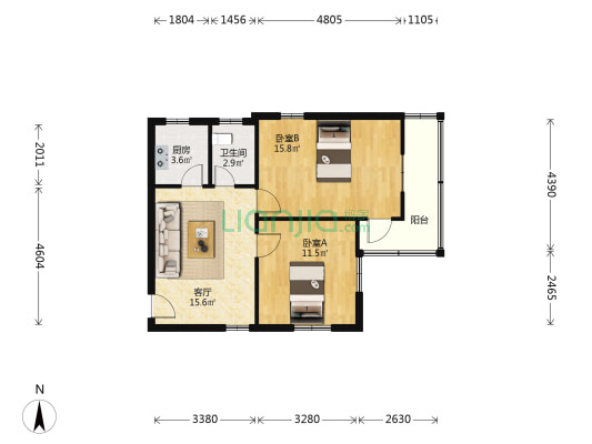 潭子里 2室1厅1卫 63平方