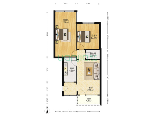 江湾二路 2室1厅1卫 83平方