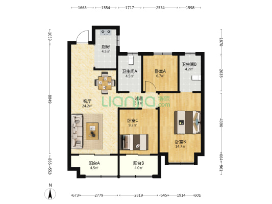 奥园·东麓晴川 3室1厅2卫 106平方