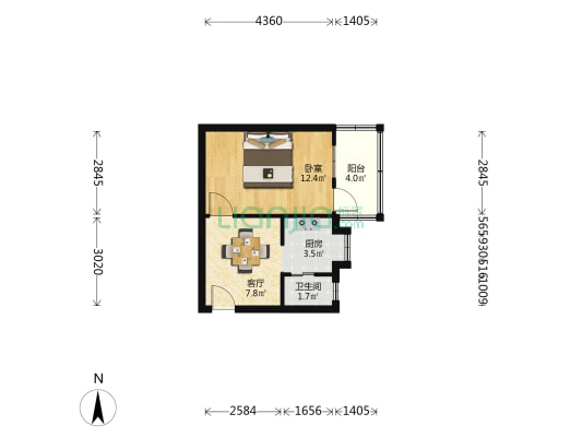 干家大屋巷小区 1室1厅1卫 34平方