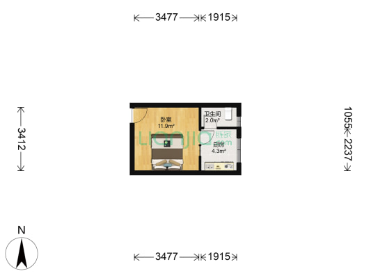 省府东街14号院 1室0厅1卫 24平方