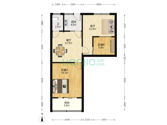 环城北路12号 2室2厅1卫 76平方