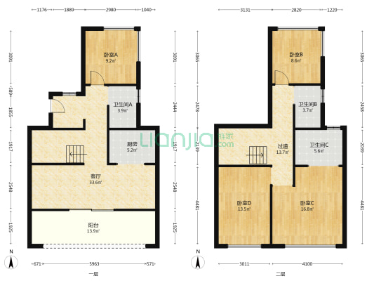 绿城·江府海棠 4室1厅3卫 135平方