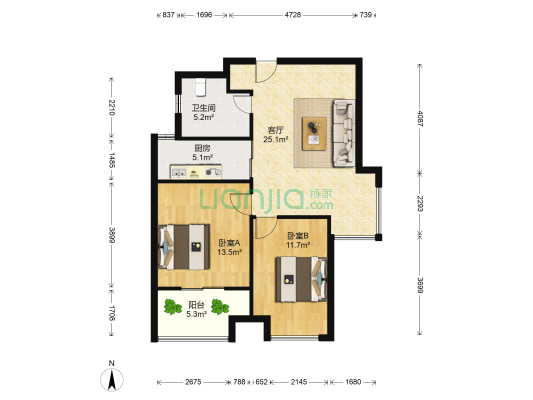 美好汇邻湾 2室1厅1卫 78平方