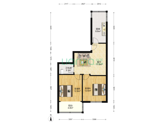鑫鹰花园 2室1厅1卫 76平方