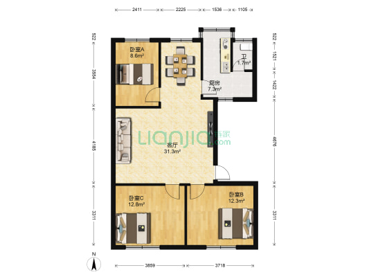 泉塘小区C区 3室1厅1卫 99平方