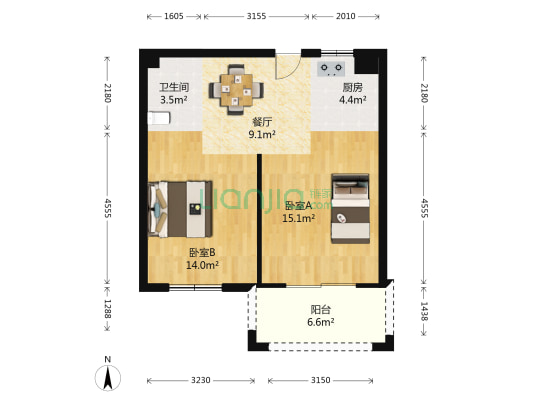 瑞霞公寓 2室1厅1卫 74平方