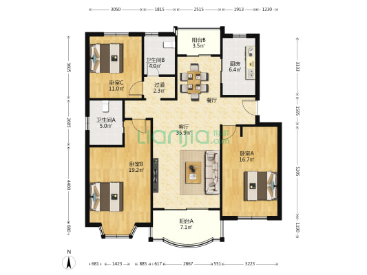 住友嘉馨名园 3室1厅2卫 125平方