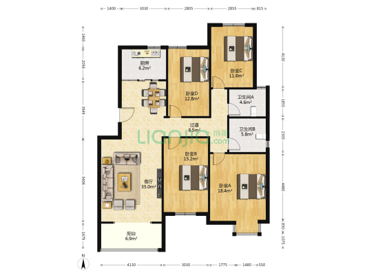 中和龙郡 4室1厅2卫 141平方