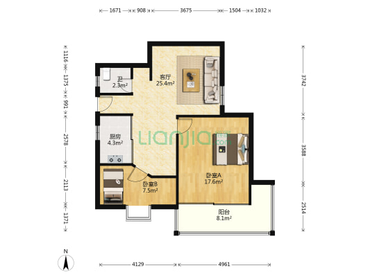 风华苑 2室1厅1卫 89平方