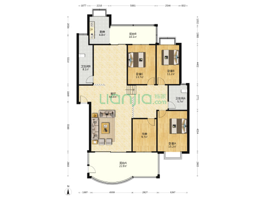 纪委宿舍 4室1厅2卫 186平方