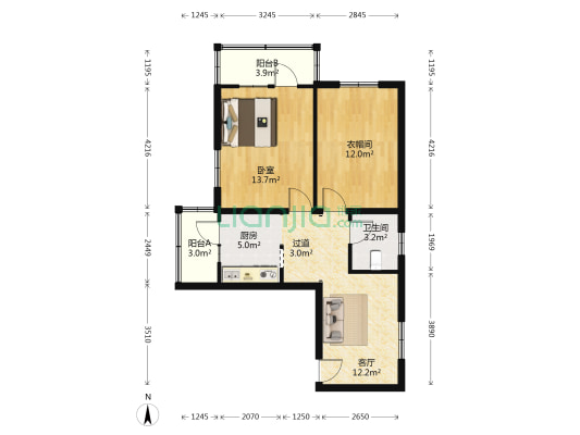 悦秀园 1室1厅1卫 75平方