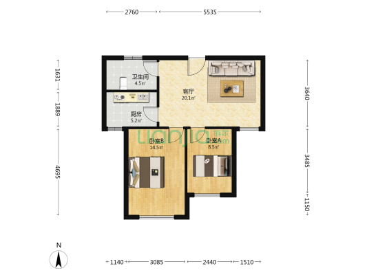 庄禾城 2室1厅1卫 83平方