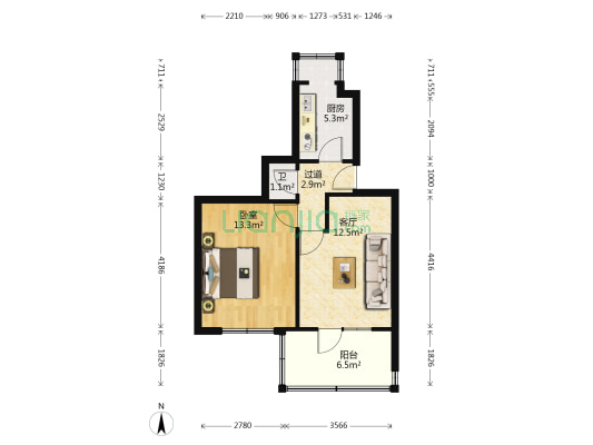 沁园小区 1室1厅1卫 38平方