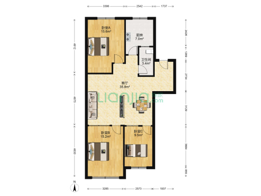 兰石集团东三区家属院 3室1厅1卫 93平方