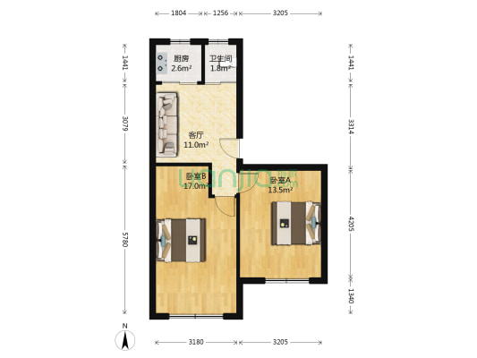 卫桥新村 2室1厅1卫 58平方