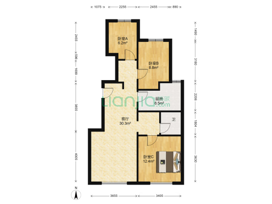 锦庐 3室1厅1卫 93平方