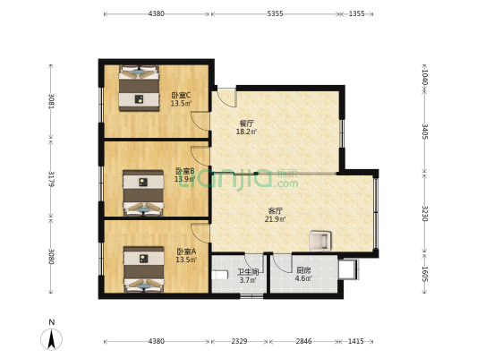 新城小区工农路54号 3室2厅1卫 110平方