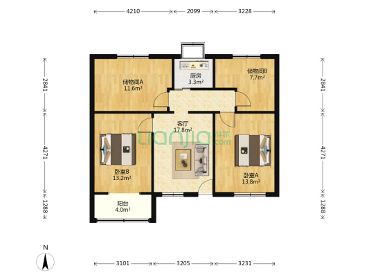 团结院 2室1厅0卫 84平方
