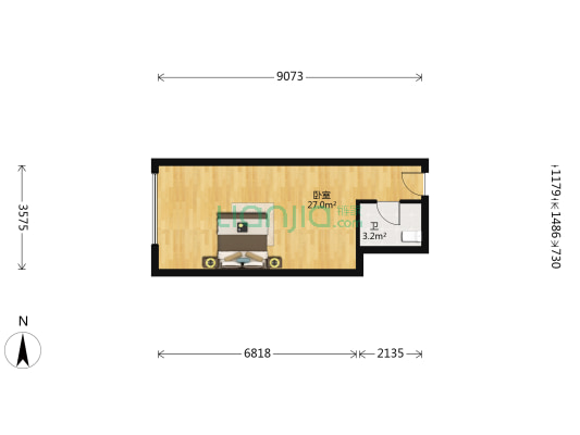 御景壹号C区 1室0厅1卫 48平方