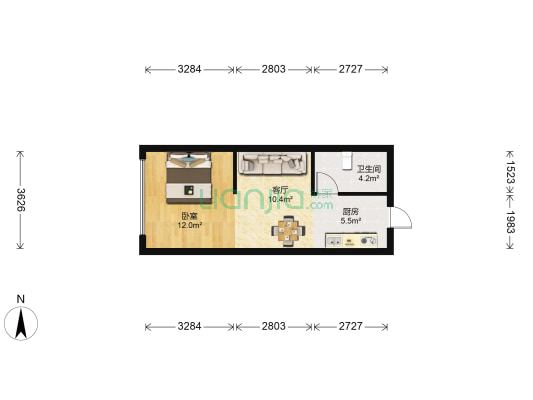 涌金广场 1室1厅1卫 56平方