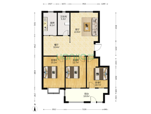 华邦旭景园东区 3室2厅1卫 180平方