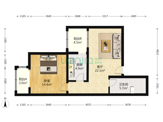 首座御园一区二期 1室1厅1卫 78平方