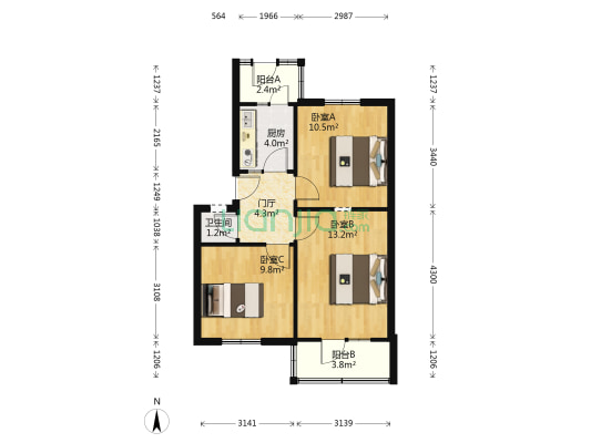 东升街90号 3室0厅1卫 60平方