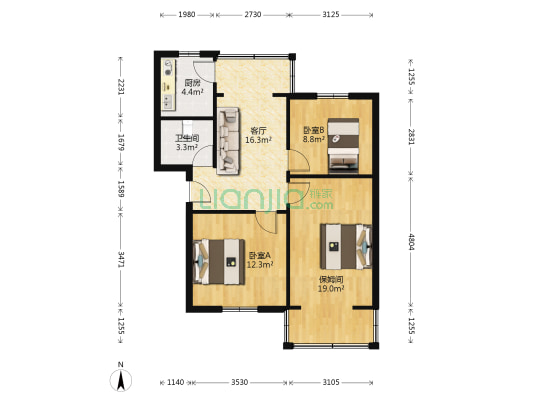 玉林街26号 2室1厅1卫 72平方