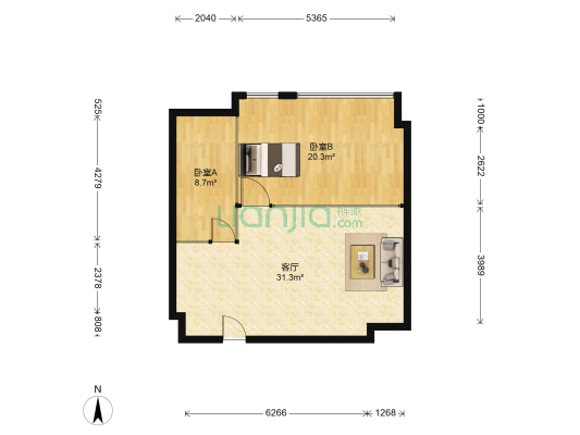 市长大厦 2室1厅0卫 84平方