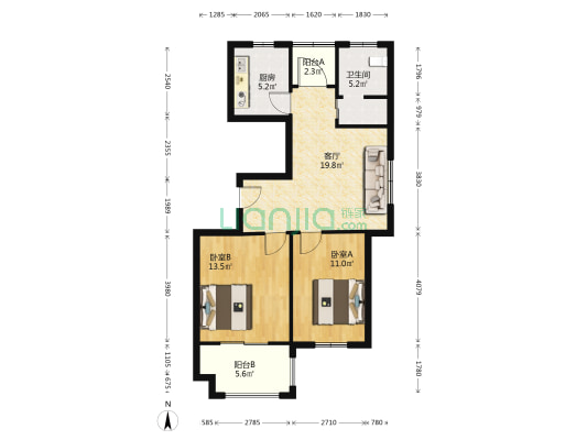 兴石花园一期 2室1厅1卫 84平方