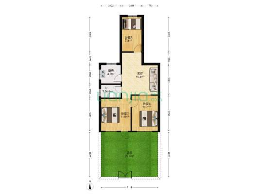 北顺城街29号院 3室1厅1卫 68平方