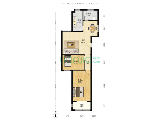 三龙·锦绣山庄 2室1厅1卫 93平方