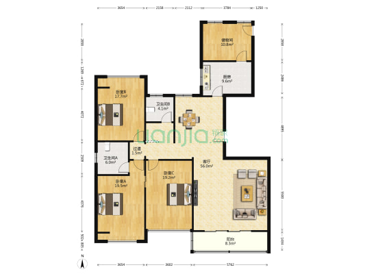 古塘秋月 3室1厅2卫 201平方