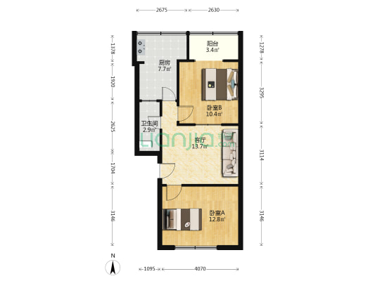 兴安苑东区 2室1厅1卫 61平方