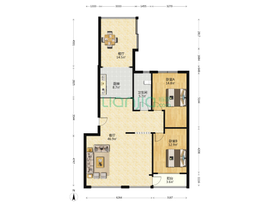 嘉合苑 2室2厅1卫 112平方