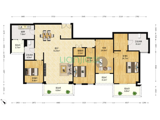 鲸山觐海 4室1厅2卫 201平方