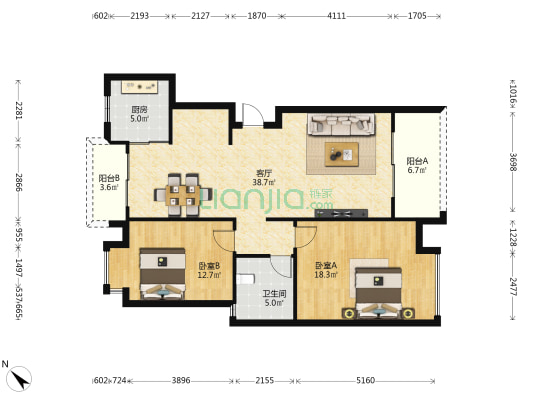 佳丽花园 2室1厅1卫 109平方