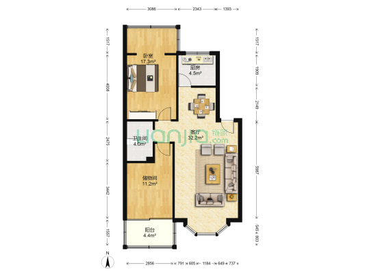 书香街13号 1室1厅1卫 83平方