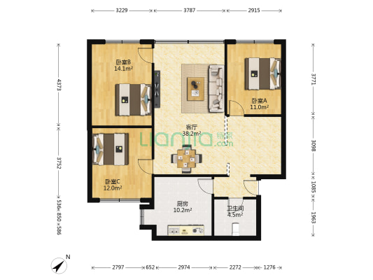 小龙坎正街241号 3室1厅1卫 110平方