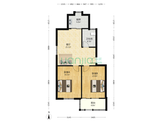 计委交行宿舍 2室1厅1卫 78平方